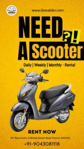 scooter rental service in Chennai by Date A Bike